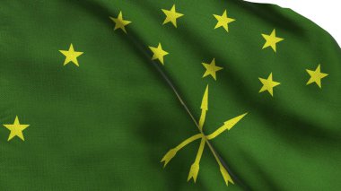 Yüksek detaylı Adigea bayrağı. Ulusal Adygea bayrağı. Avrupa. 3B illüstrasyon.