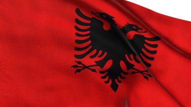 Arnavutluk bayrağı. Ulusal Arnavutluk bayrağı. Avrupa. 3B illüstrasyon.