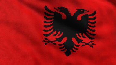 Arnavutluk bayrağı. Ulusal Arnavutluk bayrağı. Avrupa. 3B illüstrasyon.