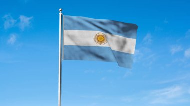 Arjantin bayrağı. Ulusal Arjantin bayrağı. Güney Amerika. 3B illüstrasyon.