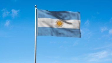 Arjantin bayrağı. Ulusal Arjantin bayrağı. Güney Amerika. 3B illüstrasyon.