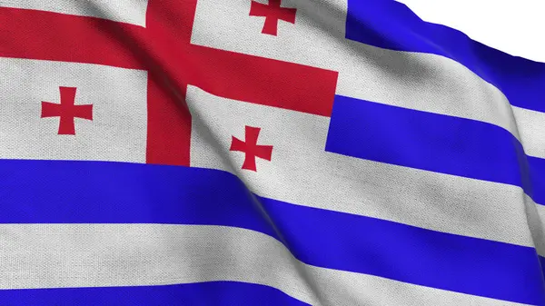 Yüksek detaylı Adjara bayrağı. Ulusal Adjara bayrağı. 3B illüstrasyon.