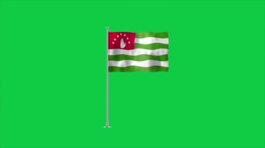 Abhazya 'nın yüksek detaylı bayrağı. Ulusal Abhazya bayrağı. Abhazya Cumhuriyeti. Üç boyutlu çizim. Yeşil BG.