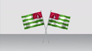 Abhazya 'nın yüksek detaylı bayrağı. Ulusal Abhazya bayrağı. Abhazya Cumhuriyeti. 3B Hazırlama.