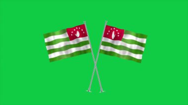 Abhazya 'nın yüksek detaylı bayrağı. Ulusal Abhazya bayrağı. Abhazya Cumhuriyeti. Üç boyutlu çizim. Yeşil BG.