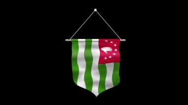 Abhazya 'nın yüksek detaylı bayrağı. Ulusal Abhazya bayrağı. Abhazya Cumhuriyeti. Üç boyutlu çizim. Siyah BG.