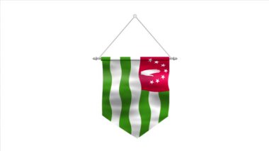 Abhazya 'nın yüksek detaylı bayrağı. Ulusal Abhazya bayrağı. Abhazya Cumhuriyeti. Üç boyutlu çizim. Beyaz BG.