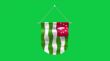 Abhazya 'nın yüksek detaylı bayrağı. Ulusal Abhazya bayrağı. Abhazya Cumhuriyeti. Üç boyutlu çizim. Yeşil BG.