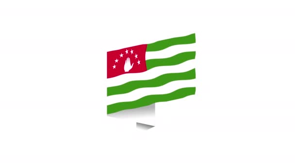 Высокий Детальный Флаг Абхазии Флаг Абхазии Республика Абхазия Render White — стоковое видео