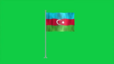 Azerbaycan 'ın yüksek detaylı bayrağı. Ulusal Azerbaycan bayrağı. Doğu Avrupa ve Batı Asya. 3B illüstrasyon.