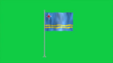 Yüksek detaylı Aruba bayrağı. Ulusal Aruba bayrağı. Güney Amerika. 3B illüstrasyon.