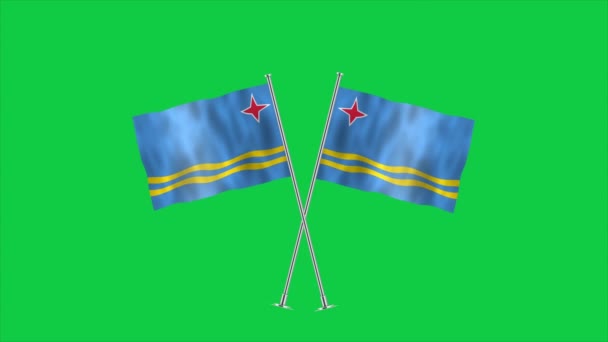 阿鲁巴的国旗非常详细 阿鲁巴国旗 3D插图 — 图库视频影像