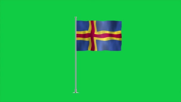 Vysoce Podrobná Vlajka Alandu Národní Vlajka Alandu Ilustrace — Stock video