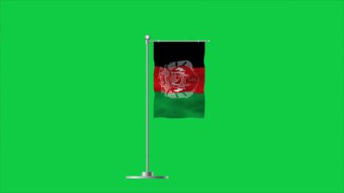 Afganistan 'ın yüksek detaylı bayrağı. Ulusal Afganistan bayrağı. Yeşil arka plan. 3B illüstrasyon.
