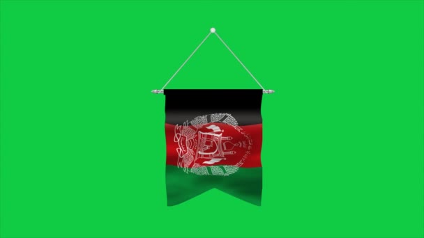 Υψηλή Λεπτομερής Σημαία Του Αφγανιστάν Εθνική Σημαία Αφγανιστάν Πράσινο Φόντο — Αρχείο Βίντεο
