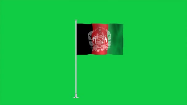 高度详细的阿富汗国旗 阿富汗国旗 绿色背景 3D插图 — 图库视频影像