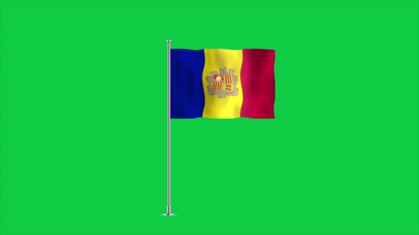 安道尔的国旗非常详细 安道尔国旗 3D插图 — 图库视频影像