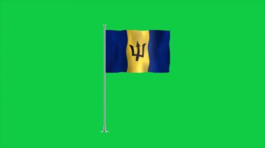 Barbados 'un yüksek detaylı bayrağı. Ulusal Barbados bayrağı. Kuzey Amerika. 3B illüstrasyon.