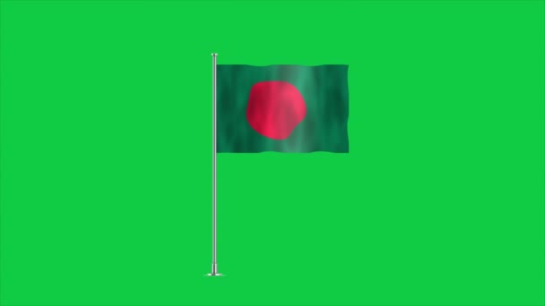 Vysoká Podrobná Vlajka Bangladéše Národní Bangladéšská Vlajka Asie Ilustrace — Stock video