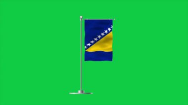 Bosna-Hersek 'in yüksek detaylı bayrağı. Ulusal Bosna-Hersek bayrağı. Avrupa. 3B illüstrasyon.