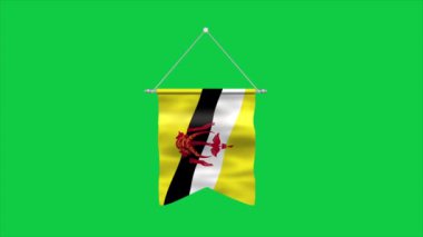 Brunei 'nin yüksek detaylı bayrağı. Ulusal Brunei bayrağı. Asya. 3B illüstrasyon.