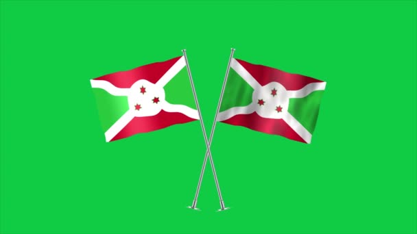 Alta Bandera Detallada Burundi Bandera Nacional Burundi África Ilustración — Vídeo de stock