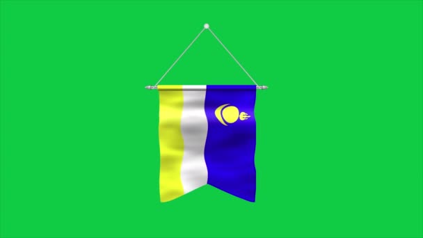 Vysoce Podrobná Vlajka Buryatie Národní Burjatská Vlajka Vykreslování Pozadí Zelené — Stock video