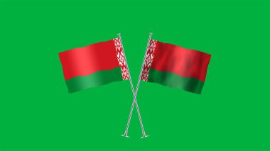 Belarus 'un yüksek detaylı bayrağı. Ulusal Beyaz Rusya bayrağı. Avrupa. 3B illüstrasyon.