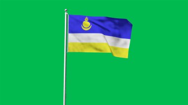 Buryatia 'nın yüksek detaylı bayrağı. Ulusal Buryatia bayrağı. 3B Hazırlama.