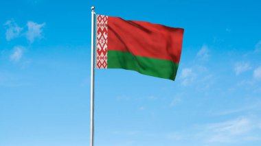 Belarus 'un yüksek detaylı bayrağı. Ulusal Beyaz Rusya bayrağı. Avrupa. 3B illüstrasyon.