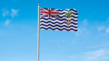 İngiliz Hint Okyanusu Bölgesi 'nin yüksek detaylı bayrağı. Ulusal İngiliz Okyanusu Bayrağı. 3B illüstrasyon.