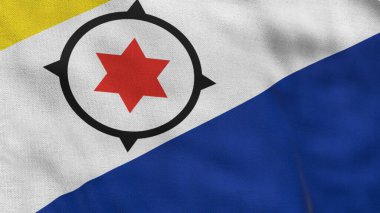 Bonaire 'nin yüksek detaylı bayrağı. Ulusal Bonaire bayrağı. Güney Amerika. 3B Hazırlama.