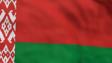 Belarus 'un yüksek detaylı bayrağı. Ulusal Beyaz Rusya bayrağı. Avrupa. 3B illüstrasyon.