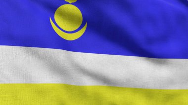 Buryatia 'nın yüksek detaylı bayrağı. Ulusal Buryatia bayrağı. 3B Hazırlama.