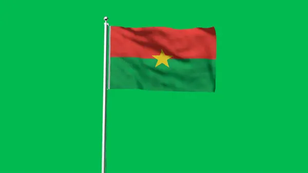 stock image High detailed flag of Burkina Faso. National Burkina Faso flag. Africa. 3D Render. Green background.