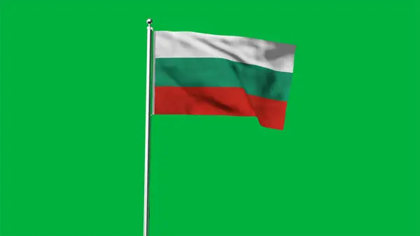 High detailed flag of Bulgaria. National Bulgaria flag. Europe. 3D Render. Green Background.