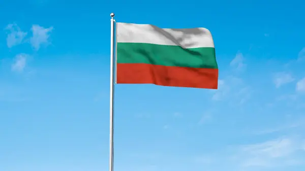 High detailed flag of Bulgaria. National Bulgaria flag. Europe. 3D Render. Sky Background.