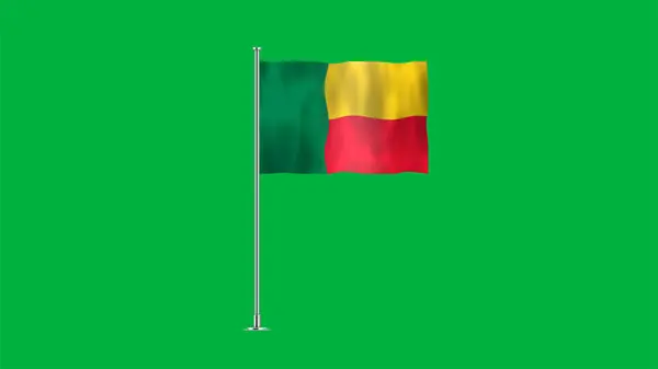 stock image High detailed flag of Benin. National Benin flag. Africa. 3D Render. Green Background.