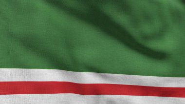 Ichkeria Çeçenistan Cumhuriyeti 'nin yüksek detaylı bayrağı. Ichkeria Ulusal Çeçen Cumhuriyeti bayrağı. 3B illüstrasyon.