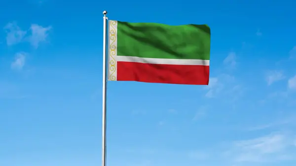 Tjetjeniens Flagga Nationella Tjetjenska Republikens Flagga Illustration Sky Bakgrund — Stockfoto