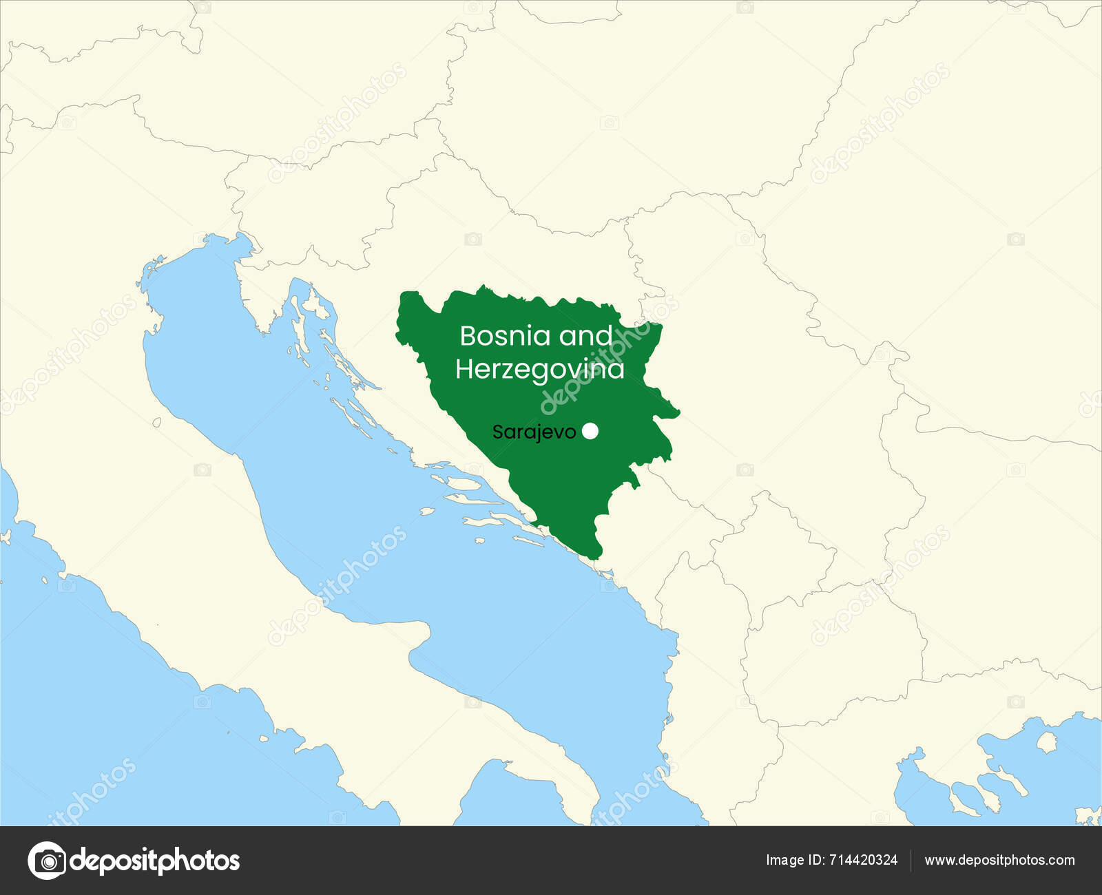 High Detailed Map Bosnia Herzegovina Outline Map Bosnia Herzegovina ...