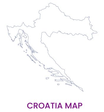 Hırvatistan 'ın yüksek detaylı haritası. Hırvatistan 'ın ana hatları. Avrupa