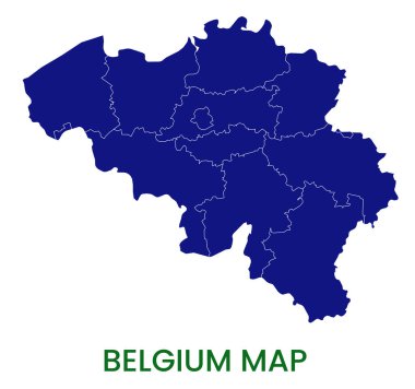 Belçika 'nın yüksek detaylı haritası. Belçika 'nın ana hatları. Avrupa