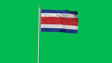 Kosta Rika 'nın yüksek detaylı bayrağı. Ulusal Kosta Rika bayrağı. Kuzey Amerika. 3B illüstrasyon.