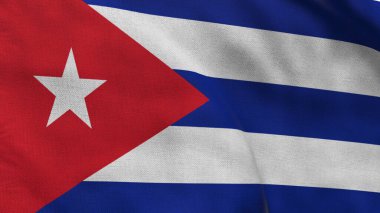 Yüksek detaylı Küba bayrağı. Ulusal Küba bayrağı. Kuzey Amerika. 3B illüstrasyon.