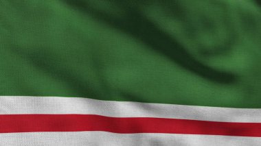 Ichkeria Çeçenistan Cumhuriyeti 'nin yüksek detaylı bayrağı. Ichkeria Ulusal Çeçen Cumhuriyeti bayrağı. 3B illüstrasyon.