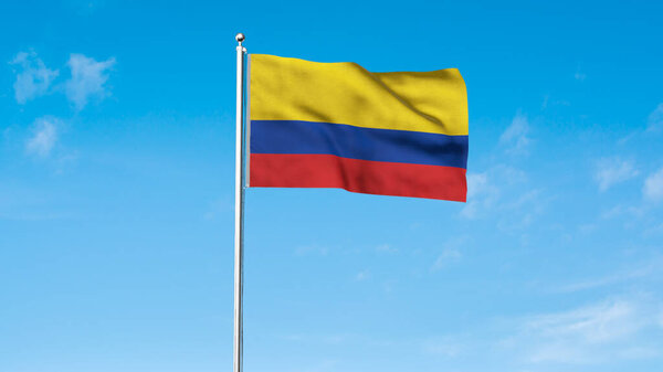 Высокий детальный флаг Колумбии. Флаг Колумбии. Южная Америка. 3D иллюстрация.