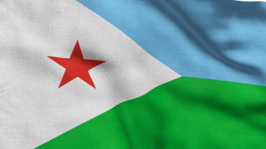 Cibuti 'nin yüksek detaylı bayrağı. Ulusal Cibuti bayrağı. Afrika. 3B illüstrasyon.