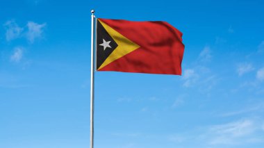 High detailed flag of East Timor. National East Timor flag. Asia. 3D illustration. clipart