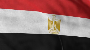 Yüksek detaylı Mısır bayrağı. Ulusal Mısır bayrağı. Afrika. Asya. 3B illüstrasyon.